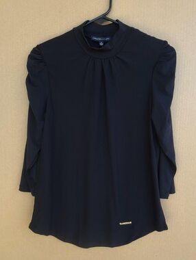 Adrienne Vittadini Black Long-Sleeve Mock Neck Top
